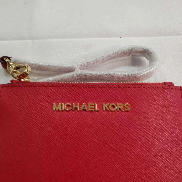 Michael Kors Red Metal Edge Wristlet - Picture 2 of 8